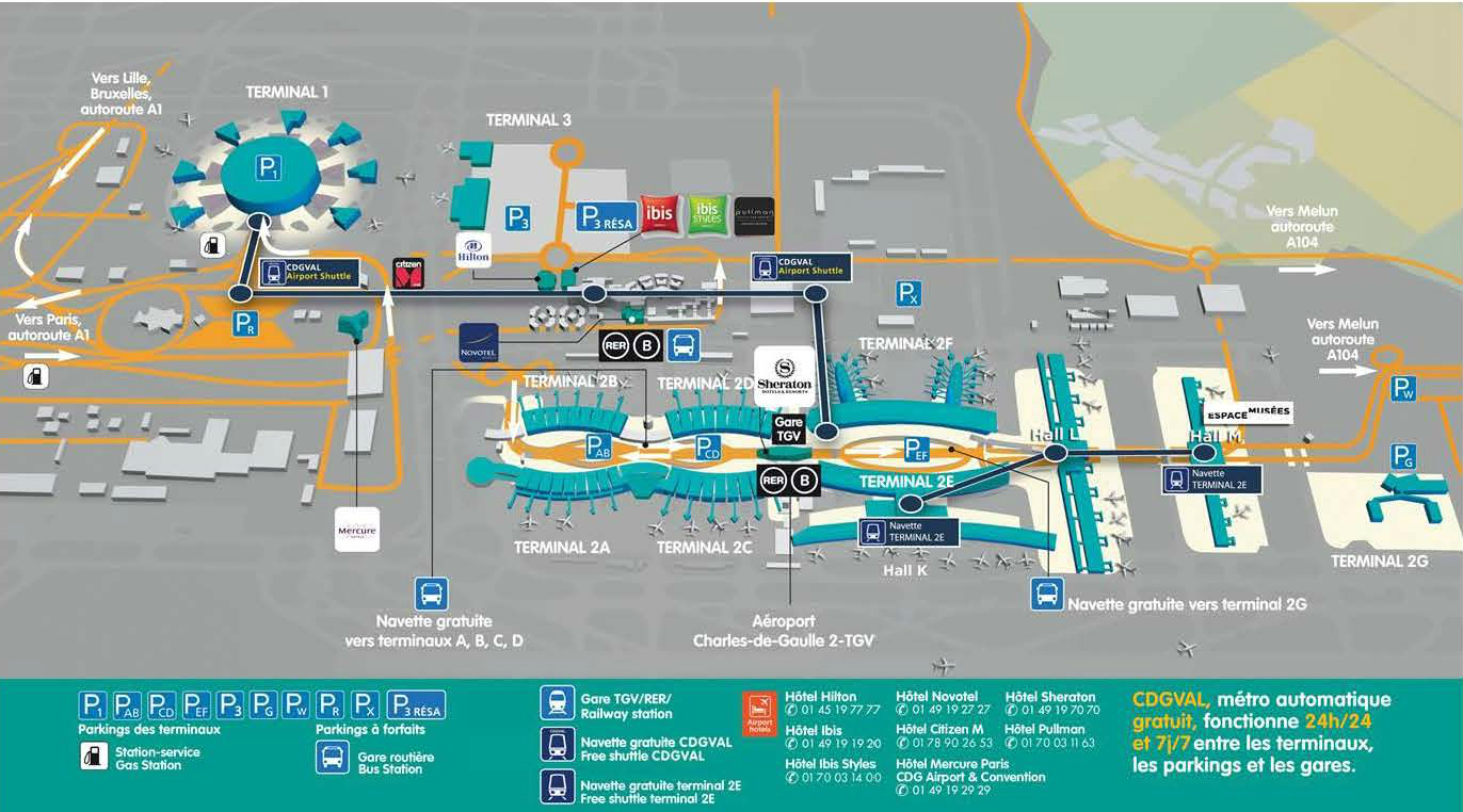 Схема терминалов Шарль-де-Голль