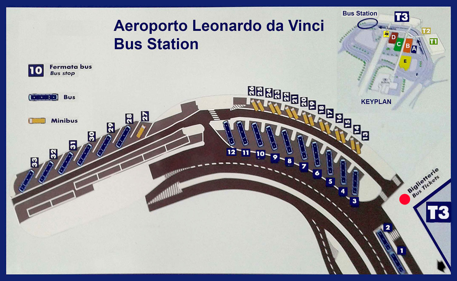 Схема автобусной станции в аэропорту Fiumicino