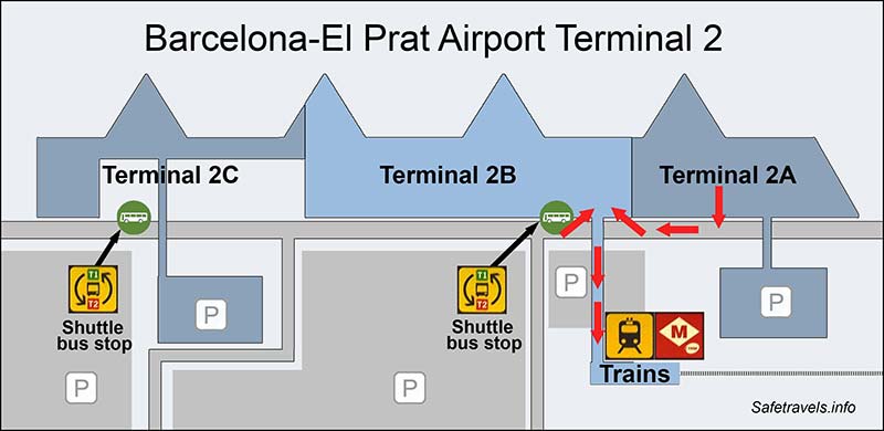 Схема терминала 2 аэропорта Барселоны