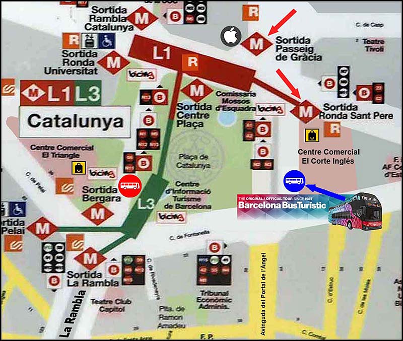 Транспортная схема площади Каталонии